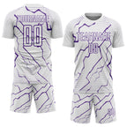 Custom White Purple Lightning Sports Sublimation Soccer Uniform Jersey photo 2