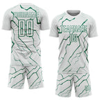 Custom White Kelly Green Lightning Sports Sublimation Soccer Uniform Jersey photo 2