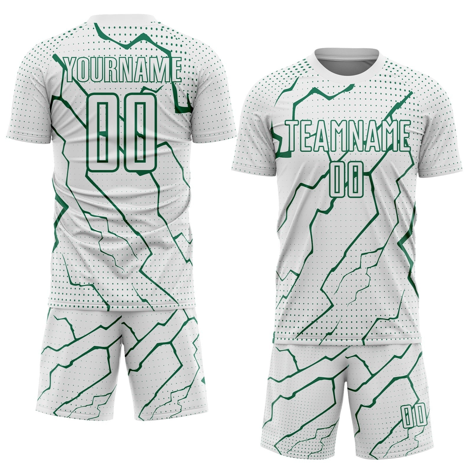 Custom White Kelly Green Lightning Sports Sublimation Soccer Uniform Jersey photo 2