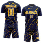 Custom Navy Gold-White Lightning Sports Sublimation Soccer Uniform Jersey photo 2