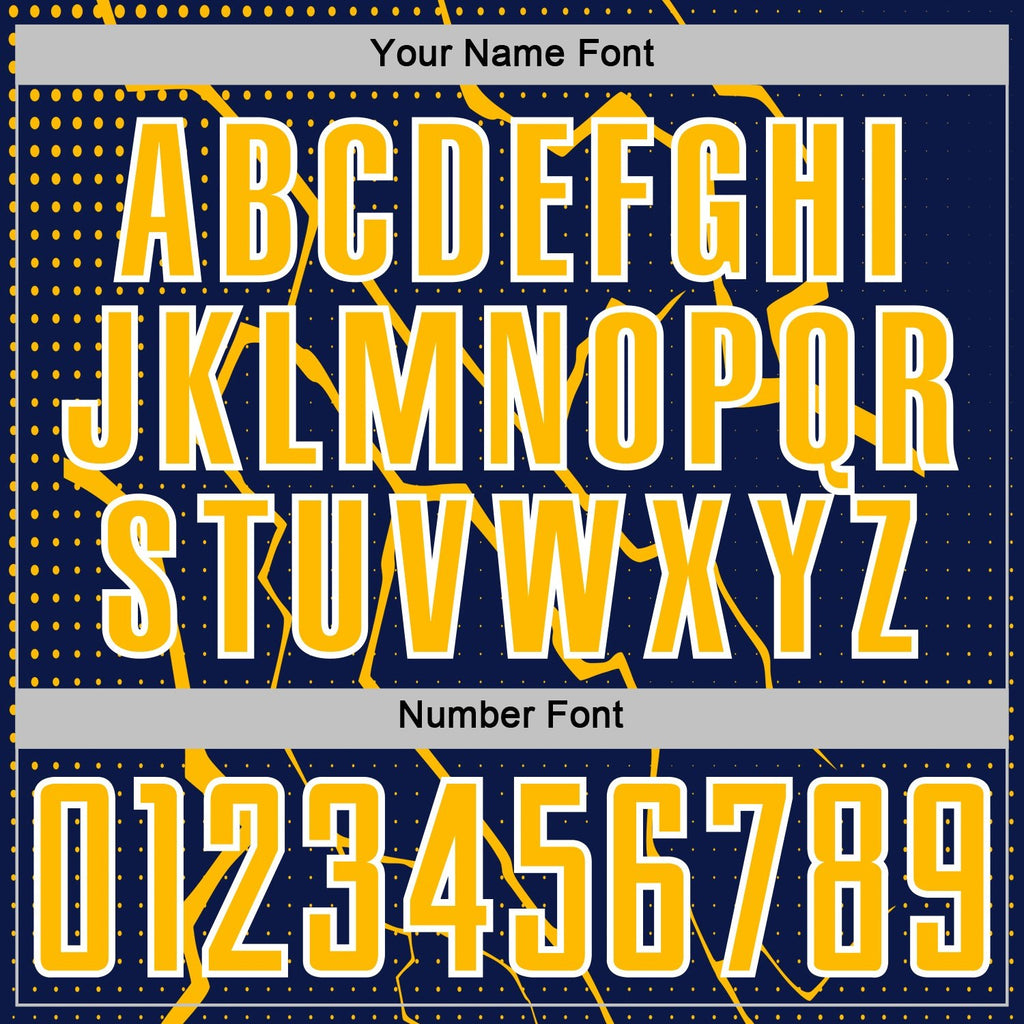 Custom Navy Gold-White Lightning Sports Sublimation Soccer Uniform Jersey photo 5
