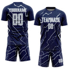 Custom Navy Silver-White Lightning Sports Sublimation Soccer Uniform Jersey photo 2