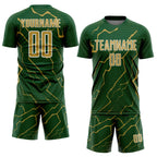 Custom Green Old Gold-White Lightning Sports Sublimation Soccer Uniform Jersey photo 2