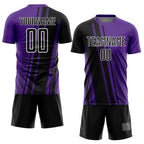 Custom Purple Black-White Lines Sports Sublimation Soccer Uniform Jersey photo 2