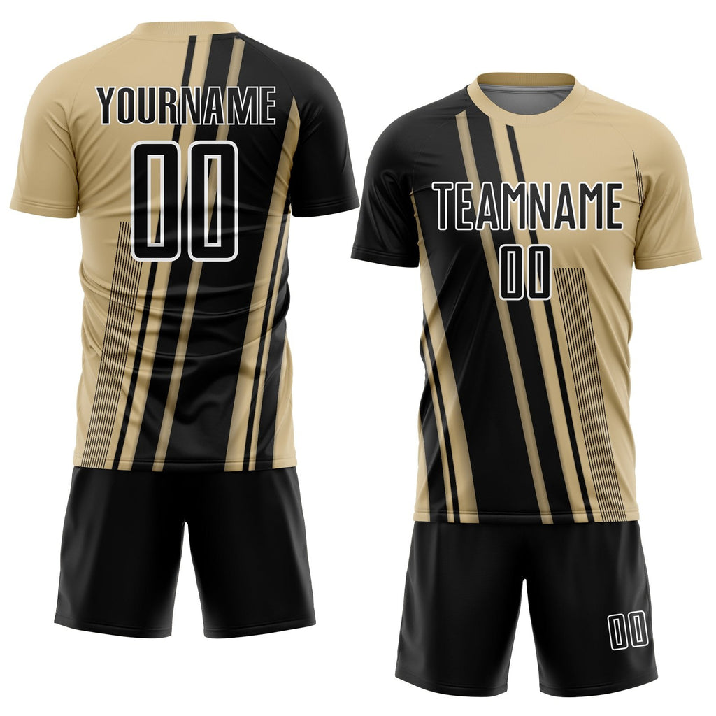 Custom Vegas Gold Black-White Lines Sports Sublimation Soccer Uniform Jersey photo 2