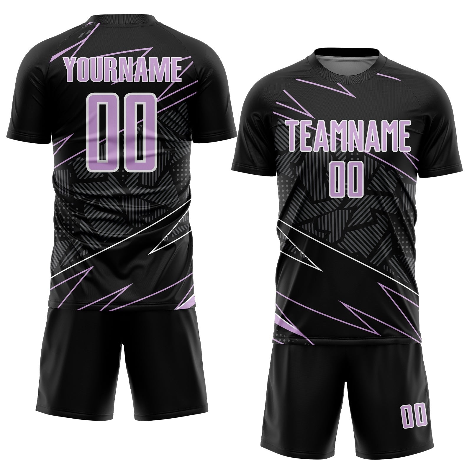 Custom Black Light Purple-White Lines Sports Sublimation Soccer Uniform Jersey photo 2