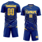 Custom Royal Yellow-White Lines Sports Sublimation Soccer Uniform Jersey photo 2