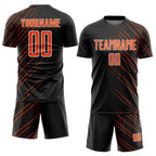 Custom Black Orange-White Lines Sports Sublimation Soccer Uniform Jersey photo 2
