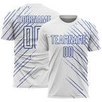 Custom White Royal Lines Sports Sublimation Soccer Uniform Jersey