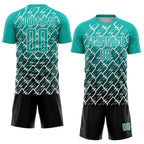 Custom Aqua Black-White Lightning Sports Sublimation Soccer Uniform Jersey photo 2