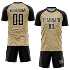 Custom Vegas Gold Black-White Wavy Lines Sports Sublimation Soccer Uniform Jersey photo 2