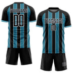 Custom Black Panther Blue-White Pinstripe Line Sports Sublimation Soccer Uniform Jersey photo 2