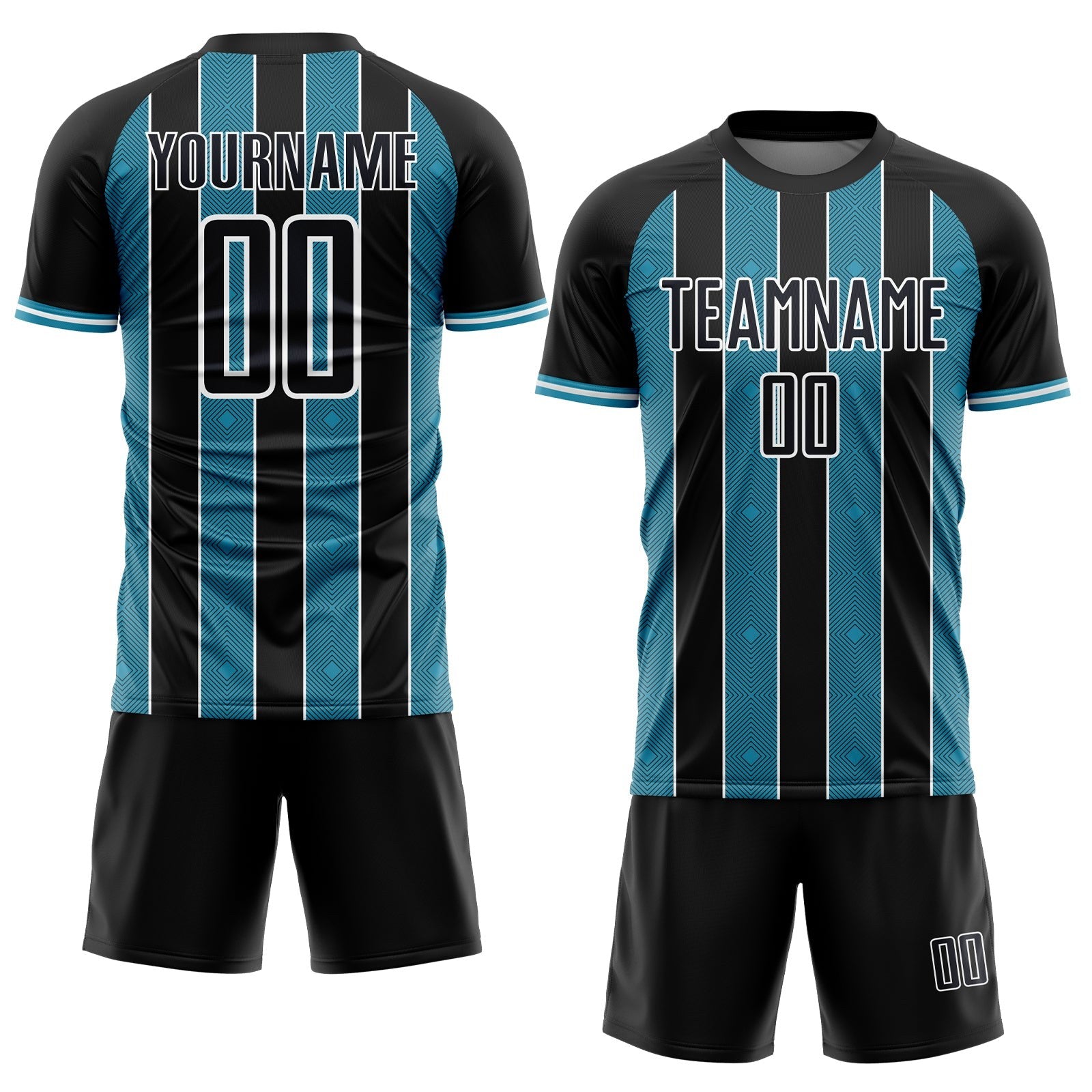 Custom Black Panther Blue-White Pinstripe Line Sports Sublimation Soccer Uniform Jersey photo 2