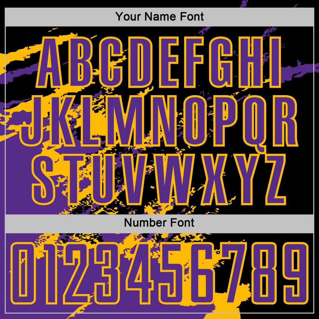 Custom Black Purple-Gold Abstract Fragment Art Splash Sports Sublimation Soccer Uniform Jersey photo 5