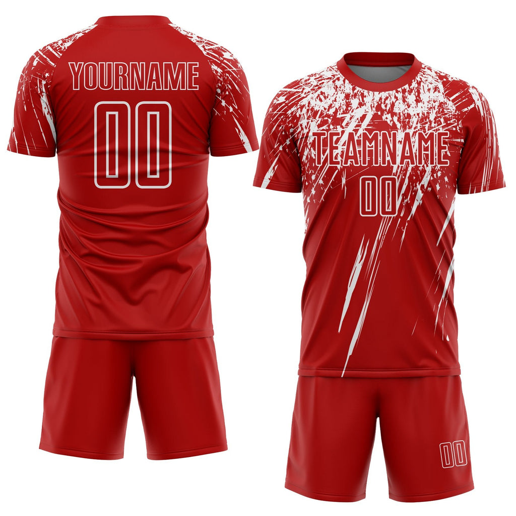Custom Red White Splash Sports Sublimation Soccer Uniform Jersey photo 2