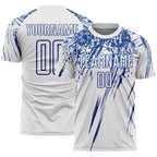 Custom White Royal Splash Sports Sublimation Soccer Uniform Jersey
