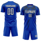 Custom Thunder Blue White-Black Splash Sports Sublimation Soccer Uniform Jersey photo 2
