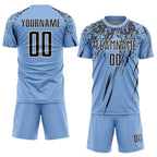 Custom Light Blue Black-White Splash Sports Sublimation Soccer Uniform Jersey photo 2