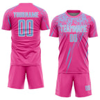 Custom Pink Light Blue-White Splash Sports Sublimation Soccer Uniform Jersey photo 2