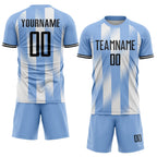 Custom Light Blue Black-White Argentina Stripes Sports Sublimation Soccer Uniform Jersey photo 2