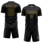 Custom Black Steel Gray-Old Gold Subtle Pattern Sports Sublimation Soccer Uniform Jersey photo 2