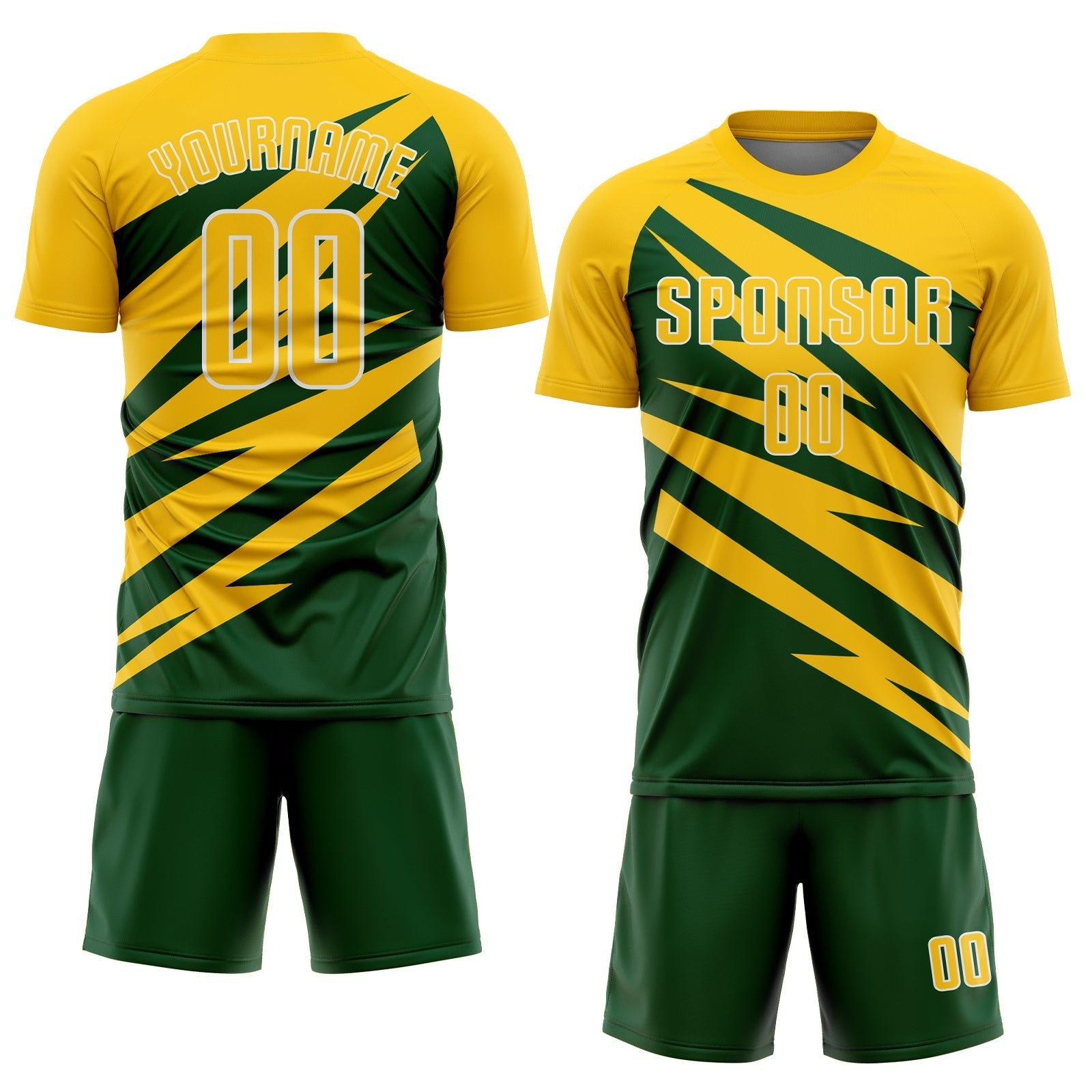 Custom Yellow Green-White Abstract Line Sports Sublimation Soccer Uniform Jersey photo 2