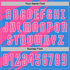 Custom Pink Powder Blue-White Abstract Line Sports Sublimation Soccer Uniform Jersey photo 5