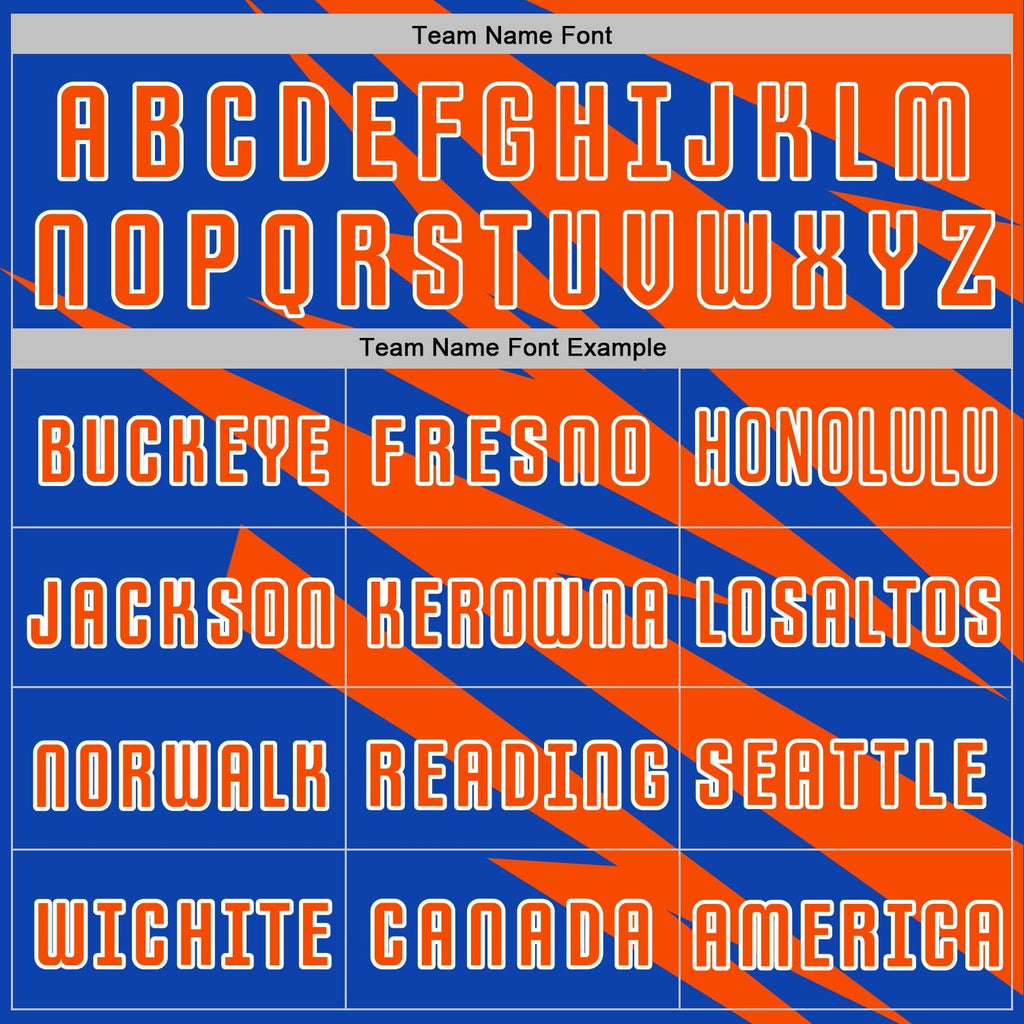 Custom Orange Thunder Blue-White Abstract Line Sports Sublimation Soccer Uniform Jersey photo 4