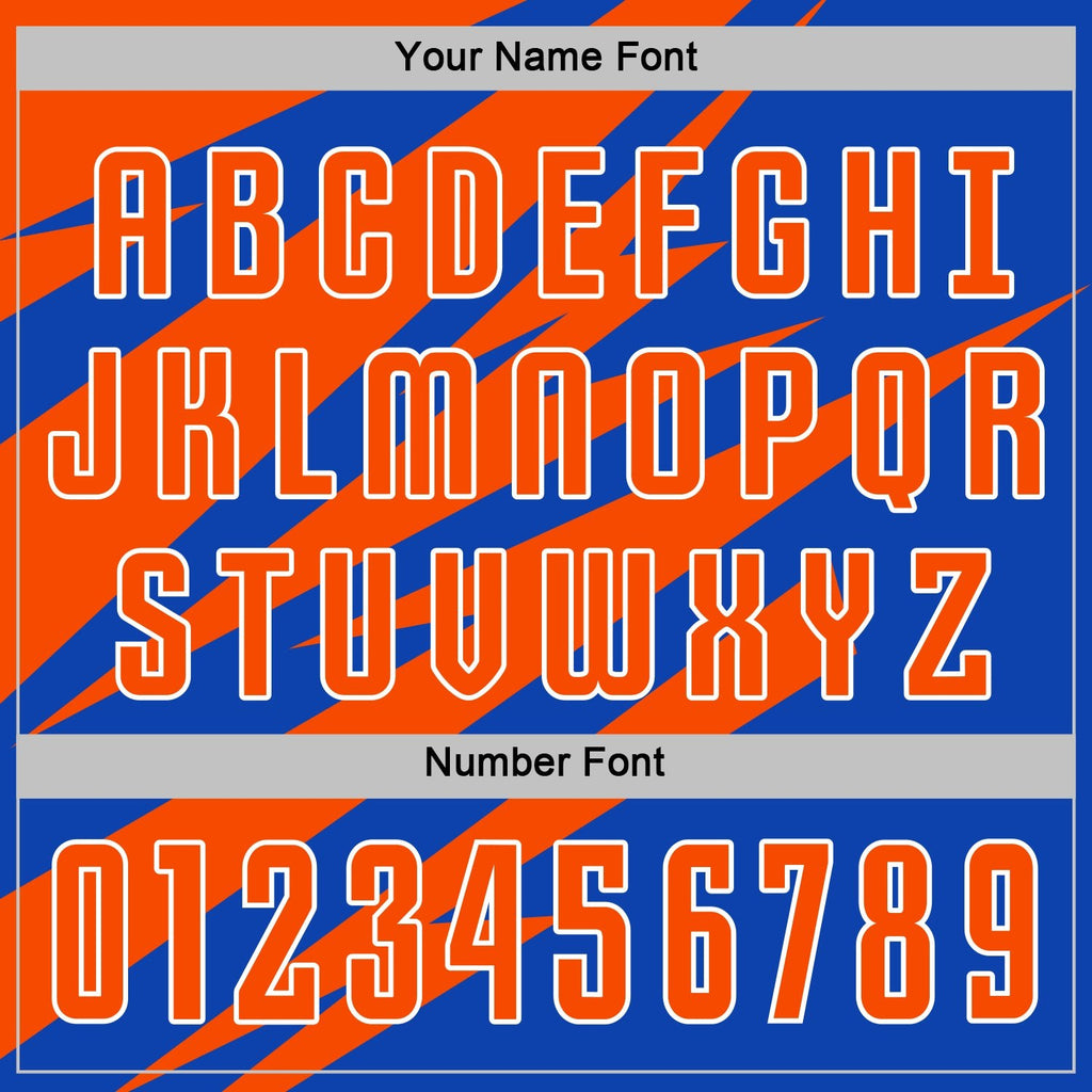 Custom Orange Thunder Blue-White Abstract Line Sports Sublimation Soccer Uniform Jersey photo 5