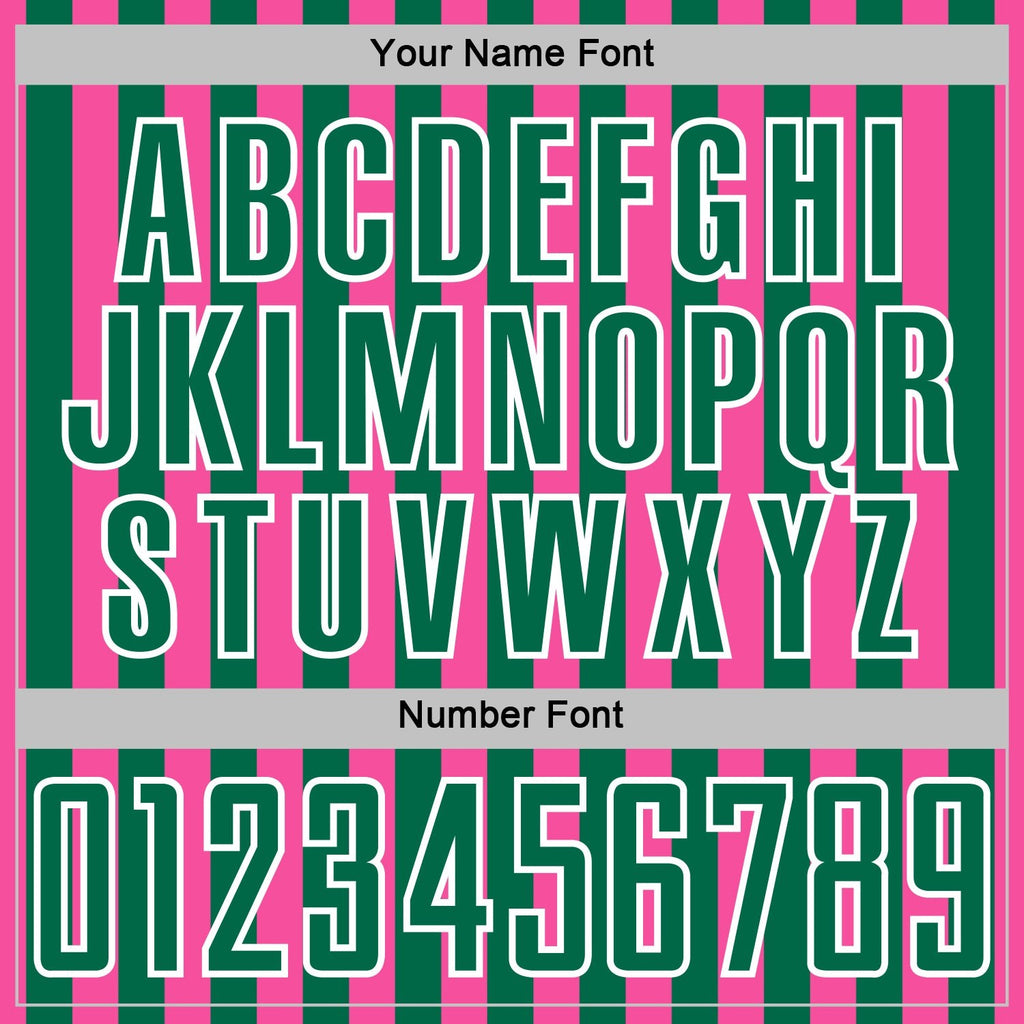 Custom Pink Kelly Green-White Stripe Sports Sublimation Soccer Uniform Jersey photo 5
