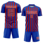Custom Thunder Blue Red-White Stripe Sports Sublimation Soccer Uniform Jersey photo 2