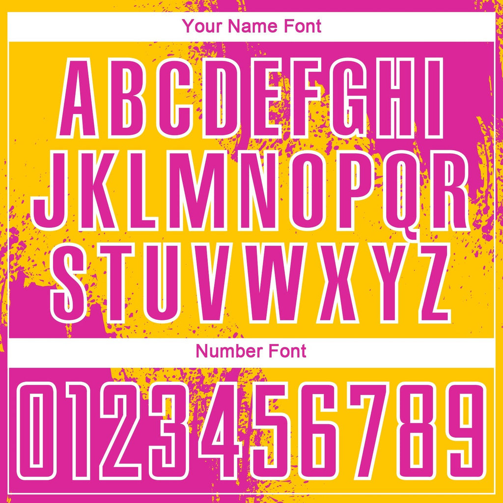 Custom Yellow Deep Pink-White Abstract Brush Stroke Sports Sublimation Soccer Uniform Jersey photo 5
