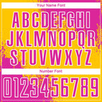 Custom Yellow Deep Pink-White Abstract Brush Stroke Sports Sublimation Soccer Uniform Jersey photo 5