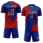 Custom Royal USA Flag Red-Black Abstract Brush Stroke Sports Sublimation Soccer Uniform Jersey photo 2
