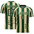 Custom Green Cream Stars And Stripes Sports Sublimation Soccer Uniform Jersey