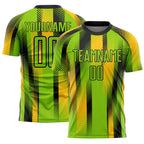 Custom Neon Green Black-Yellow Diagonal Stripe Sports Sublimation Soccer Uniform Jersey