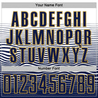 Custom White Navy-Old Gold Gradient Wave Line Sports Sublimation Soccer Uniform Jersey photo 5