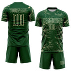Custom Green Cream Lightning Electric Veins Sublimation Soccer Uniform Jersey photo 2