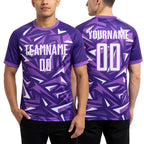 Custom Purple White-Medium Purple Cyber Mecha E-sport Geometric Shards Spike Sublimation Soccer Uniform Jersey worn front and back