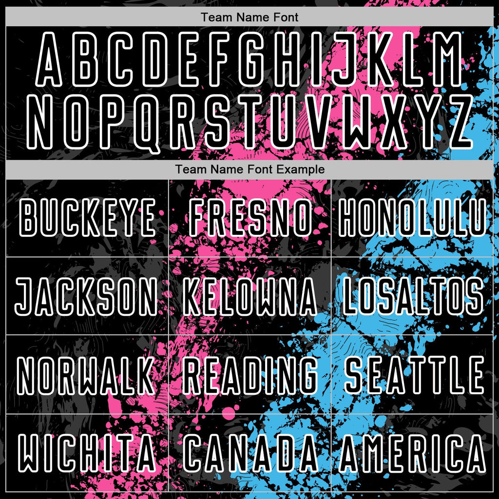 Custom Black White Pink-Sky Blue Dripping Splatter Cracked Texture Sublimation Soccer Uniform Jersey photo 4