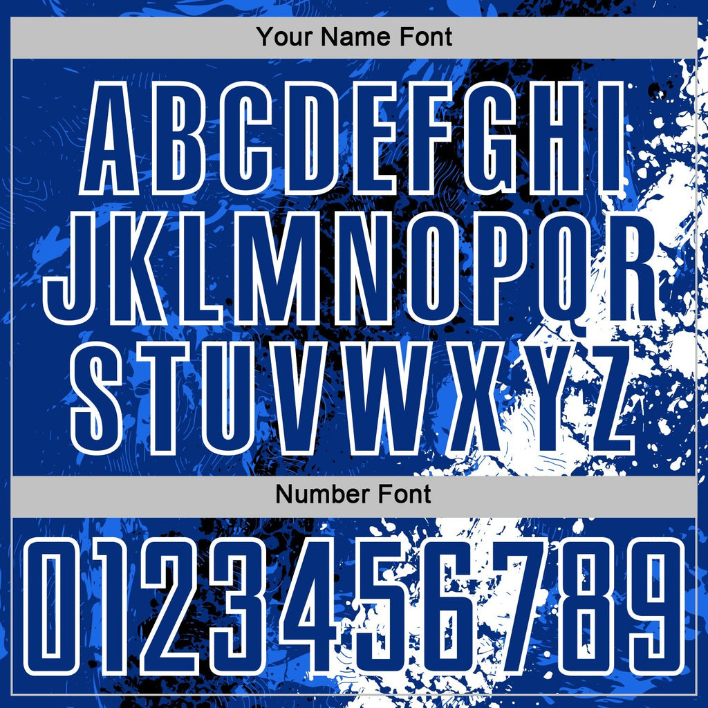 Custom Royal White-Black Dripping Splatter Cracked Texture Sublimation Soccer Uniform Jersey photo 5