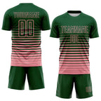 Custom Green Medium Pink Gradient Pinstripe Sublimation Soccer Uniform Jersey photo 2