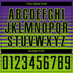 Custom Purple Black-Neon Green Gradient Pinstripe Sublimation Soccer Uniform Jersey photo 5