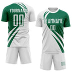 Custom White Kelly Green Diagonal Streamline Color Block Swirl Curve Lines Sublimation Soccer Uniform Jersey photo 2