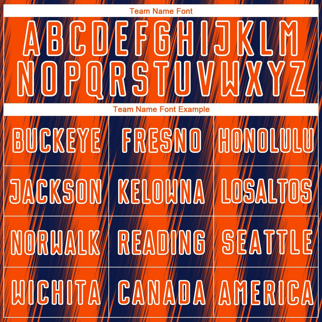 Custom Navy Orange-White Vertical Brush Stroke Stripes Sublimation Soccer Uniform Jersey photo 4
