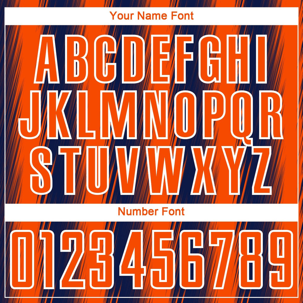 Custom Navy Orange-White Vertical Brush Stroke Stripes Sublimation Soccer Uniform Jersey photo 5