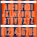Custom Navy Orange-White Vertical Brush Stroke Stripes Sublimation Soccer Uniform Jersey photo 5