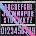 Custom Black Light Blue-Pink Diagonal Stripes Sports Sublimation Soccer Uniform Jersey photo 5