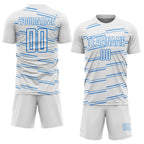 Custom White Powder Blue Diagonal Pinstripes Lines Sports Sublimation Soccer Uniform Jersey photo 2