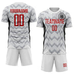 Custom White Red Gray-Black Colombia Zigzag Pattern Sublimation Soccer Uniform Jersey photo 2